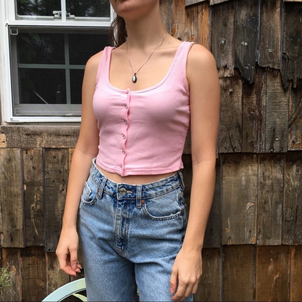 Forever 21 Blush Pink Ribbed Cropped Tank Top